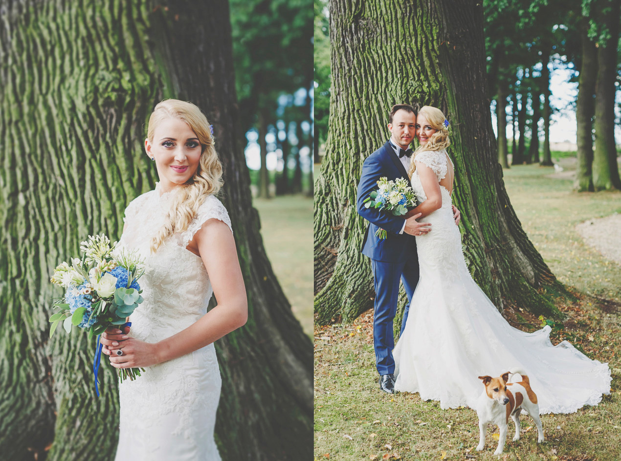 Pałac Brunów, sesja plenerowa, park, pies na weselu, pies na ślubie